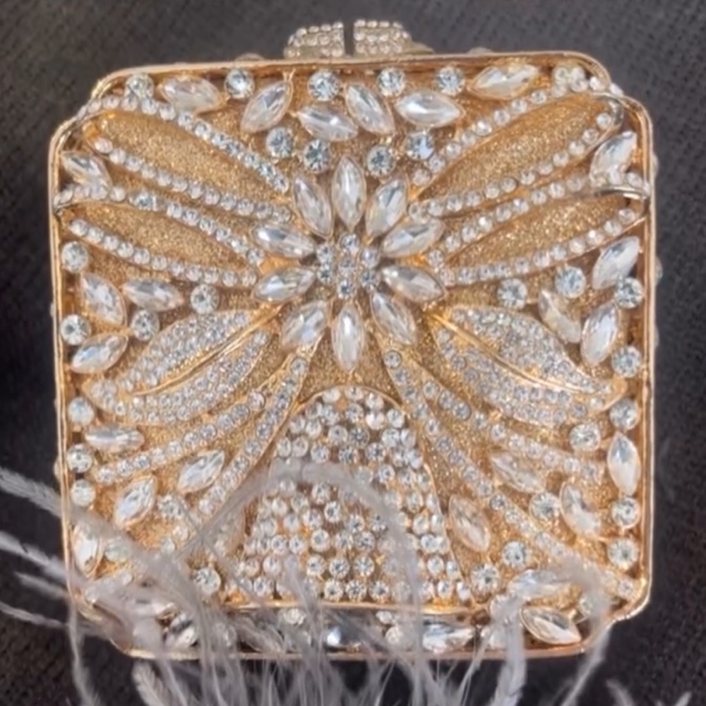 Gold and crystal Embellished CLUTCH